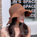 Women's Wave Brim Outdoor Sunshade  Breathable Knitted Fisherman Hat Bucket Basin Cap